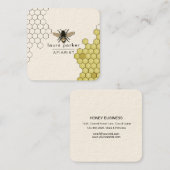 Bee Honey Verkoper Appiarist Zwart Geel Hexagon Sq Vierkante Visitekaartje (Voorkant / Achterkant)