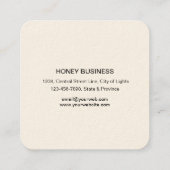 Bee Honey Verkoper Appiarist Zwart Geel Hexagon Sq Vierkante Visitekaartje (Achterkant)