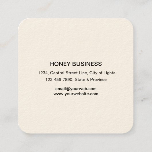 Bee Honey Verkoper Appiarist Zwart Geel Hexagon Sq Vierkante Visitekaartje (Achterkant)