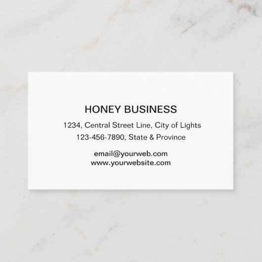 Bee Honey Verkoper Appiarist Zwart Geel Letterpres Visitekaartje (Achterkant)