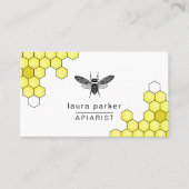 Bee Honey Verkoper Appiarist Zwart Geel Letterpres Visitekaartje (Voorkant)