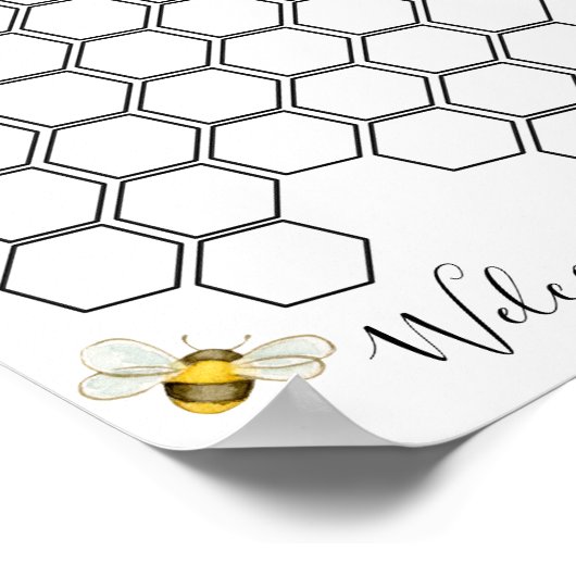 Bee Honeycomb Baby shower Guestbook Poster (Hoek)