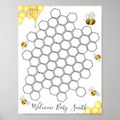 Bee Honeycomb Baby shower Guestbook Poster (Voorkant)