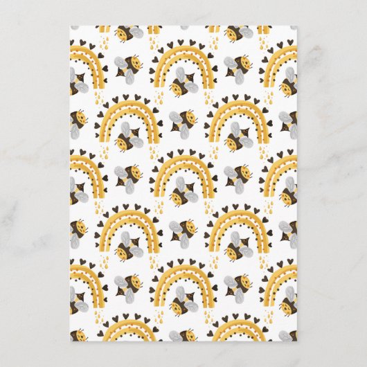 Bee Honeycomb Bumblebee Baby shower Bingogame Informatiekaartje (Achterkant)