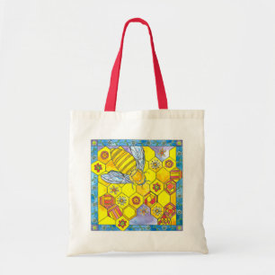Bee Honeycomb Daisy Waterverf Flowers Geometrisch Tote Bag
