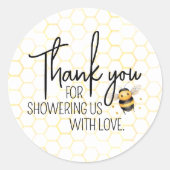 Bee Honeycomb Gold Baby shower Dank u Favor Ronde Sticker (Voorkant)