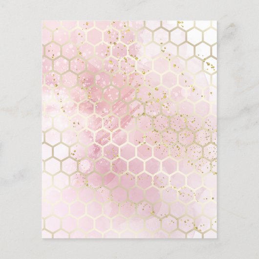 bee honeycomb on pink red watercolor flyer (Achterkant)