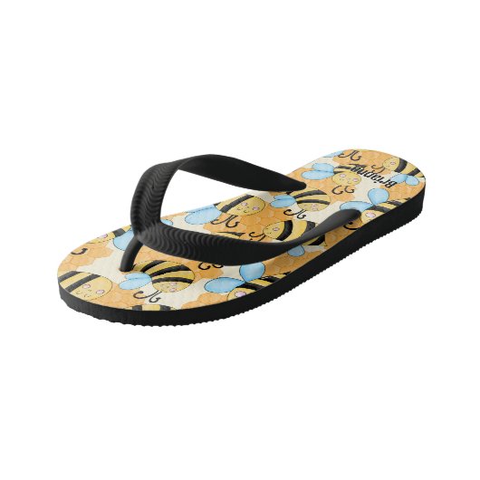 Bee & Honeycomb Patroon Aangepast Kinder Teenslippers (Schuin)