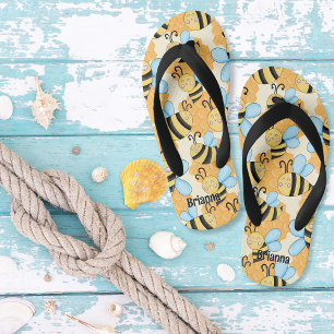 Bee & Honeycomb Patroon Aangepast Kinder Teenslippers