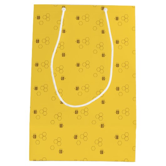 Bee Honeycomb Pattern Medium Cadeauzakje (Achterkant)