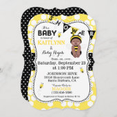 Bee Honeycomb Polka Dot Print Baby shower Uitnodig Kaart (Voorkant / Achterkant)