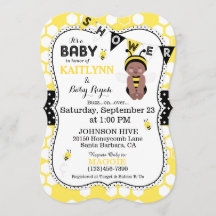 Bee Honeycomb Polka Dot Print Baby shower Uitnodig