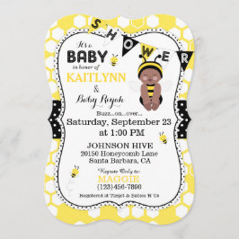 Bee Honeycomb Polka Dot Print Baby shower Uitnodig Kaart