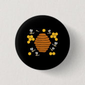 Bee Honeycomb Ronde Button 3,2 Cm (Voorkant)