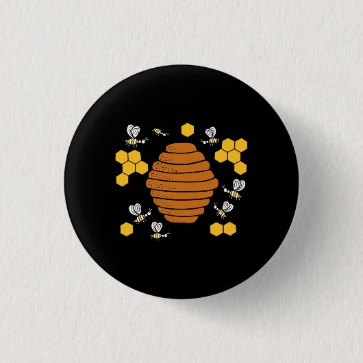 Bee Honeycomb Ronde Button 3,2 Cm (Voorkant)