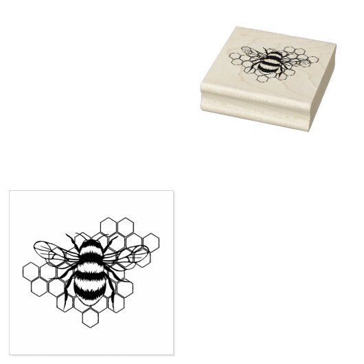 Bee Honeycomb Rubberstempel (Gestempeld)