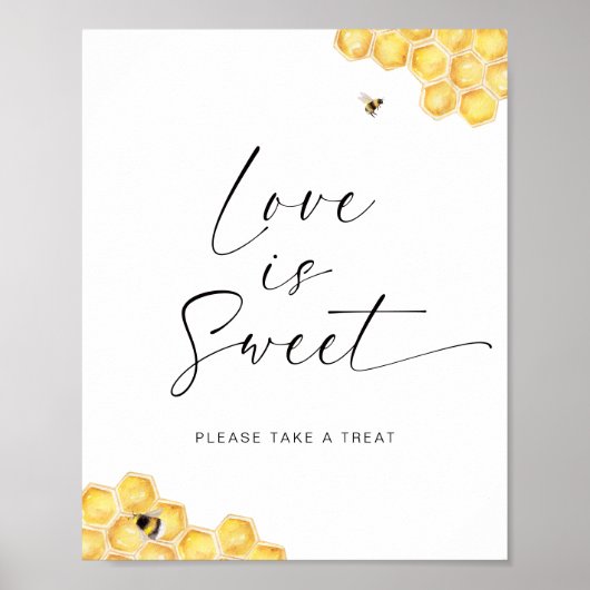 Bee Honeycomb Vrijgezellenfeest Liefde is Zoet Poster (Voorkant)