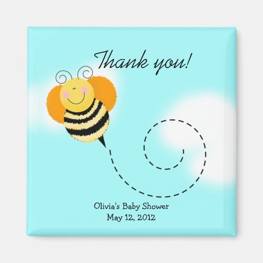 Bee Hop Bumble Bee Baby shower Favor Magnet (Voorkant)