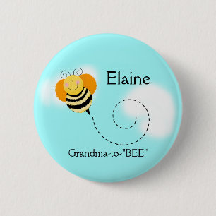 BEE HOP BUMBLE BEE NAME TAG Personalized Button