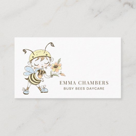 Bee Illustration Daycare Babysiting Visitekaartje (Voorkant)
