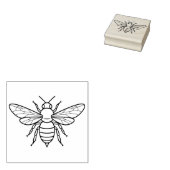 Bee in Black Lines Silhouet Rubberstempel (Gestempeld)