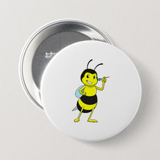 Bee in Darts met Dart Ronde Button 7,6 Cm (Voorkant /achterkant)