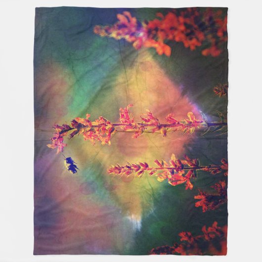 Bee in Wildbloemen Earth Tones Fleece Deken (Voorkant)