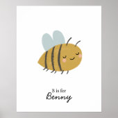 Bee Initiaal Letter Kwekerij Wall Art Poster (Voorkant)