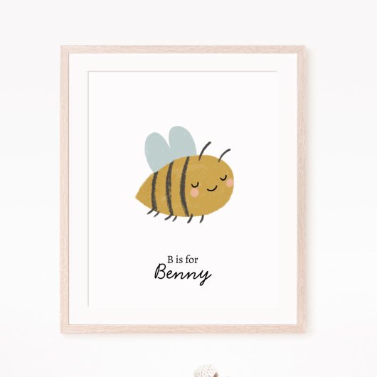 Bee Initiaal Letter Kwekerij Wall Art Poster