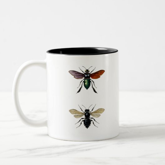 BEE INSECTS ILLUSTRATIOn Tweekleurige Koffiemok (Links)