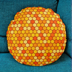 Bee-Inspired Cozy Honeycomb Sierkussen Rond Kussen