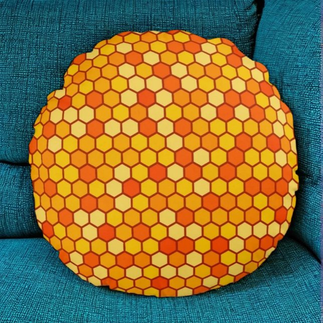 Bee-Inspired Cozy Honeycomb Sierkussen Rond Kussen (Creator heeft geüpload)