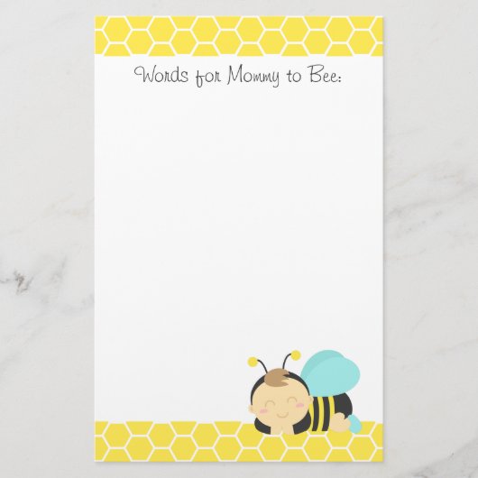 Bee is voor Baby, Bumble Bee voor mama Briefpapier (Voorkant)