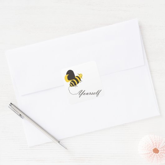 Bee jezelf vierkante sticker (Envelop)