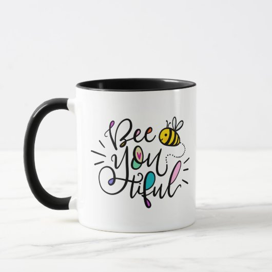 Bee-JIJ-armige hand met letters Mok (Links)