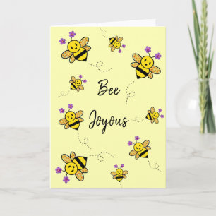 Bee Joyous Whimsical Floral Folded Wenskaart Kaart
