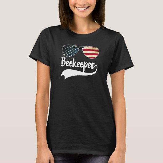 Bee Keeper 4 juli Amerikaanse vlag Zonnebrillen zi T-shirt (Voorkant)