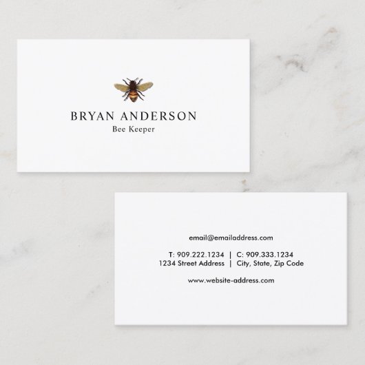 Bee Keeper Visitekaartje (Voorkant / Achterkant)