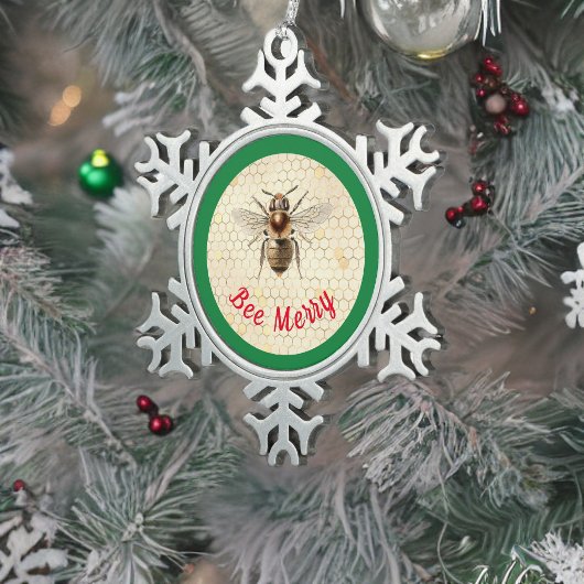 Bee Kerstae Tin Sneeuwvlok Ornament