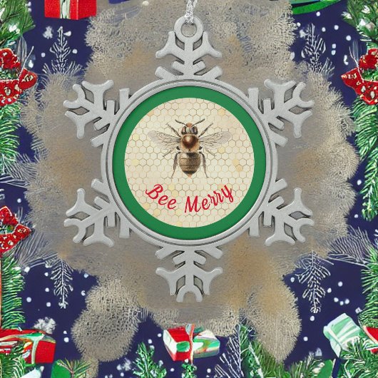 Bee Kerstae Tin Sneeuwvlok Ornament