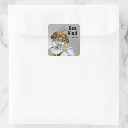 Bee Kind Altijd! Vierkante Sticker (Tas)