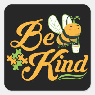 Bee Kind Autisme Awareness Autism Superheld Vierkante Sticker