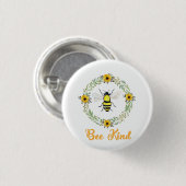 Bee Kind Bee badge Ronde Button 3,2 Cm (Voorkant /achterkant)