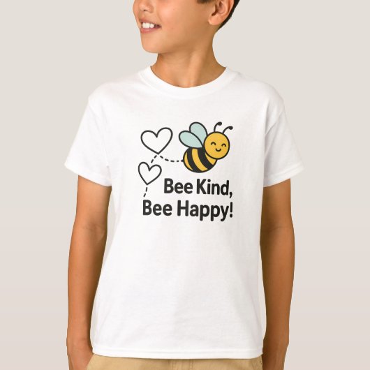 Bee Kind Bee Happy Cute Yellow Bee Design T-shirt (Voorkant)