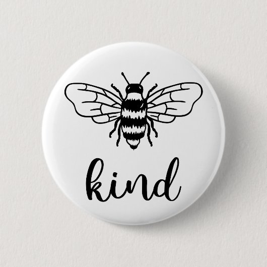 Bee Kind Black Ronde Button 5,7 Cm (Voorkant)