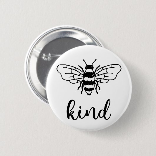 Bee Kind Black Ronde Button 5,7 Cm (Voorkant /achterkant)