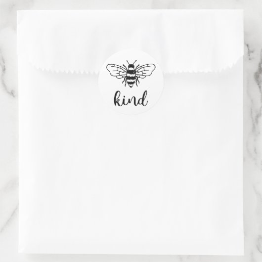 Bee Kind Black Ronde Sticker (Tas)