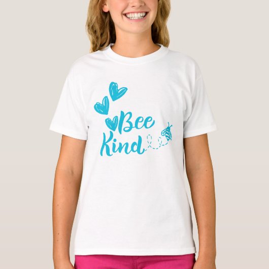"Bee Kind" Blauwe Hartens T-shirt (Voorkant)