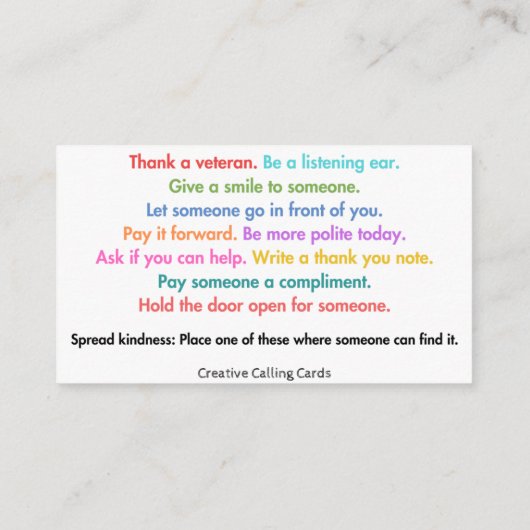 Bee Kind Contactkaartje (Achterkant)