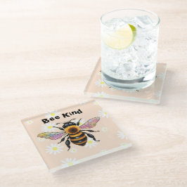 Bee Kind   Glazen Onderzetter